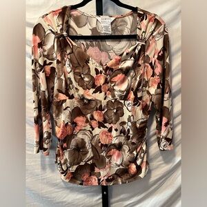 George Brown and Pink Floral Women's Blouse (BG2)